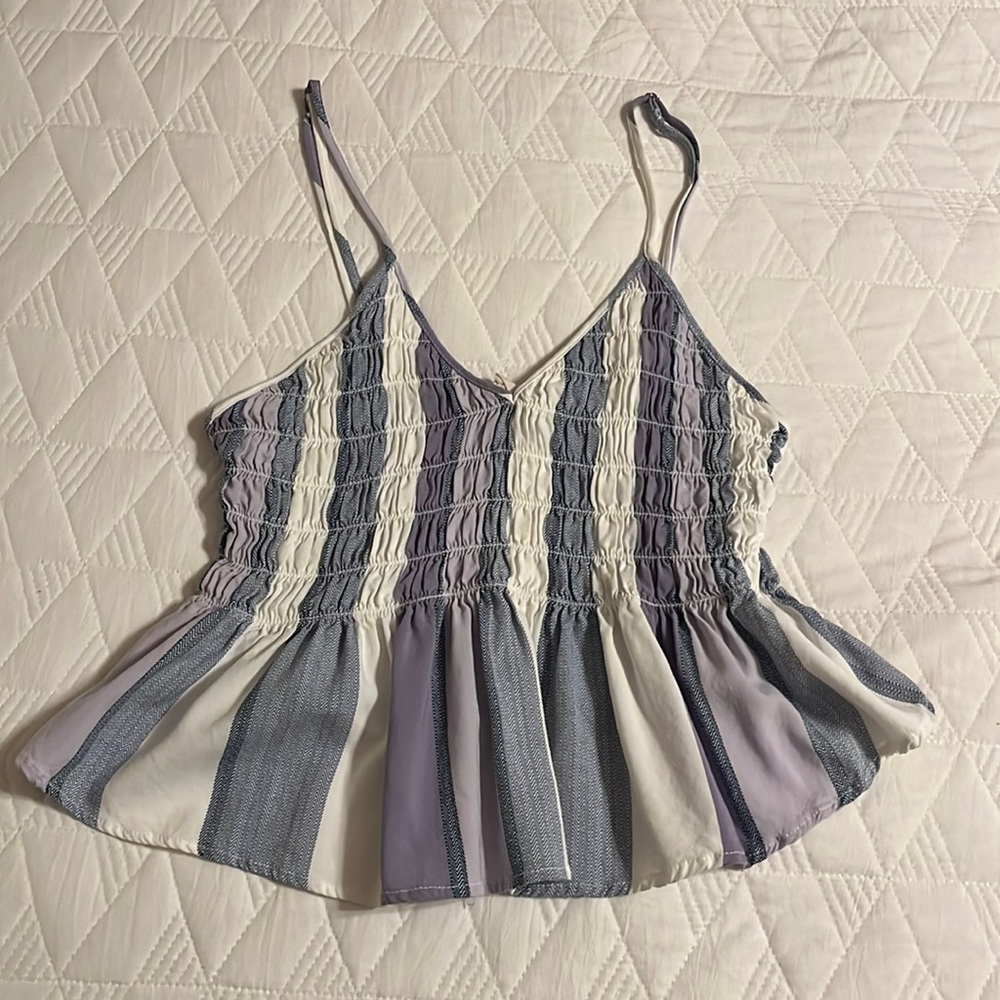 multicolor tank/crop top, flare top
